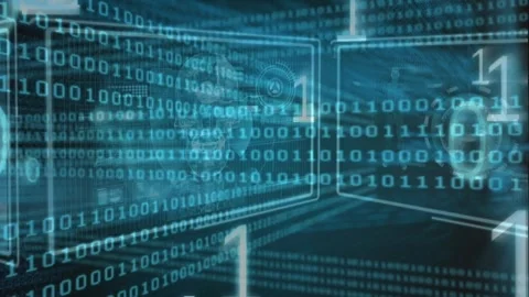 Animation of data processing and networks of connections over binary coding Stock Footage 328648263
