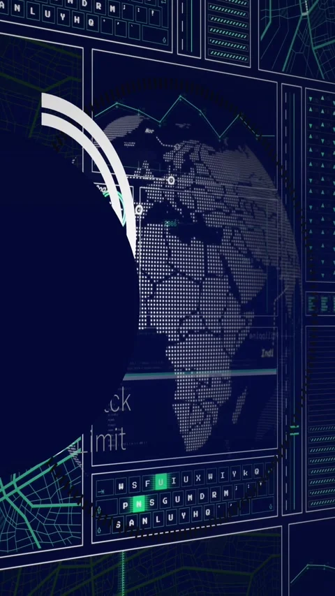 Animation of data processing and networks of connections over grind Stock Footage 343682476