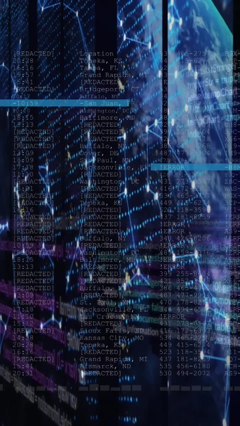 Animation of data processing and networks of connections over binary coding Stock Footage 343887711