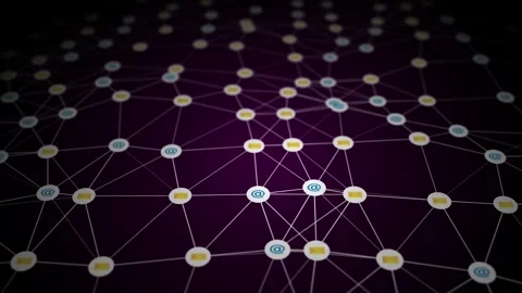 Animation of data processing and numbers over email envelope icons. Global Stock Footage 251038767