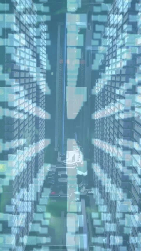 Animation of data processing and online security padlock with circuit board over Video stock 324557937