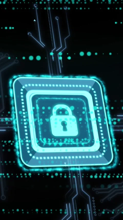 Animation of data processing and padlock over black background Video stock 324022367