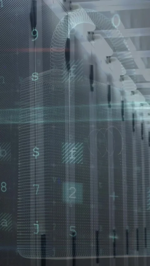 Animation of data processing and padlock icon over caucasian businessman in Stock Footage 342009503