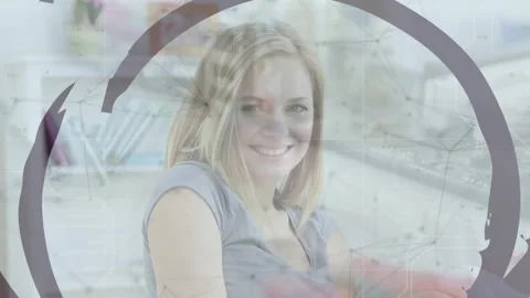 Animation of data processing and pattern over woman Stock Footage 326751111