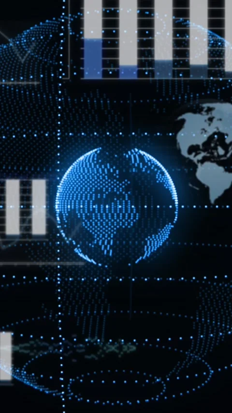 Animation of data processing and plexus networks over spinning globes against Stock Footage 344614299