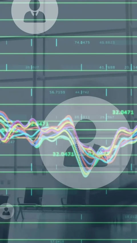 Animation of data processing and profile icons floating over time-lapse of Stock Footage 344774916