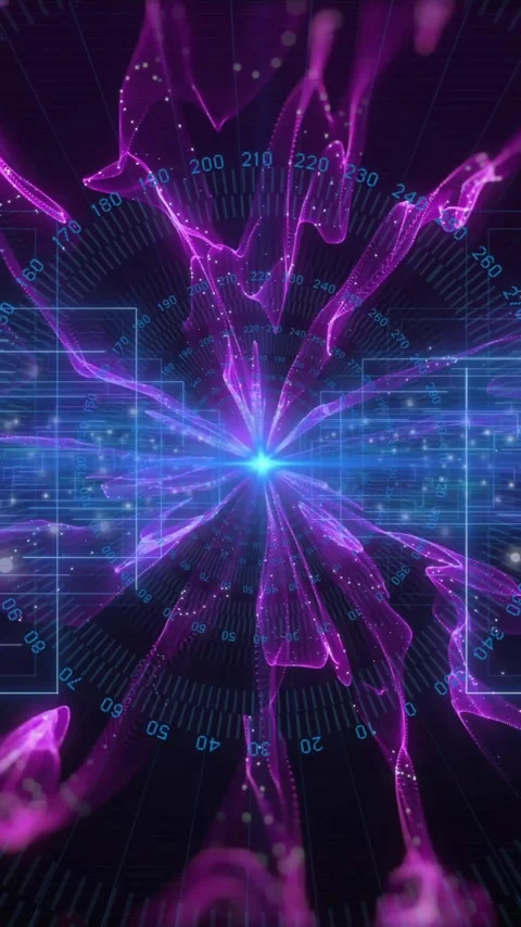 Animation of data processing and purple shapes on black background Vídeos de archivo 341660048
