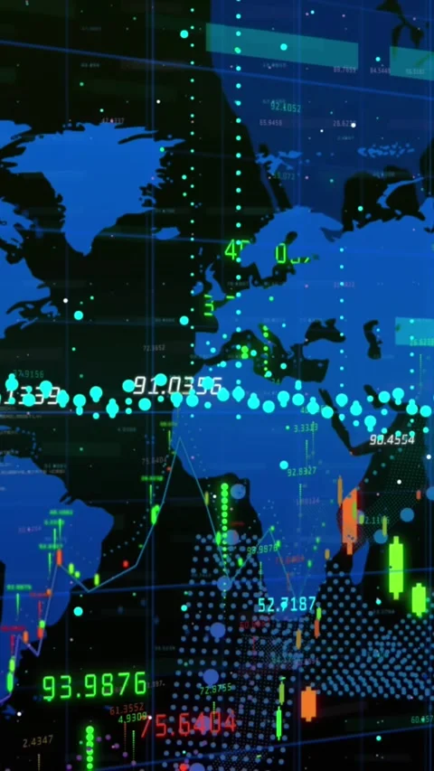 Animation of data processing and qr code over world map on black background Stock Footage 343128058