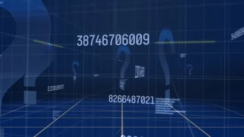 Animation of data processing and question marks on blue background 動画素材 328918646