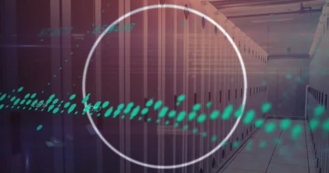 Animation of data processing and round shape in seamless pattern against Stock Footage 329418271