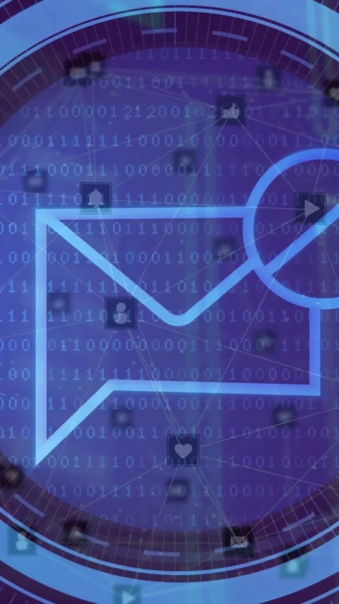 Animation of data processing and scope over computer servers Stock Footage 323420642