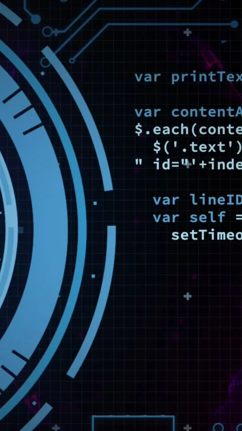 Animation of data processing and scope scanning over computer circuit board on Stock Footage 342953819