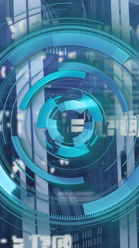 Animation of data processing and scope over computer servers Stock Footage 343720778