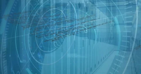 Animation of data processing and shapes over digital lorry model over blue 스톡 동영상 330291199