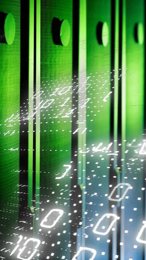 Animation of data processing and shapes over server room Stock Footage 343868107