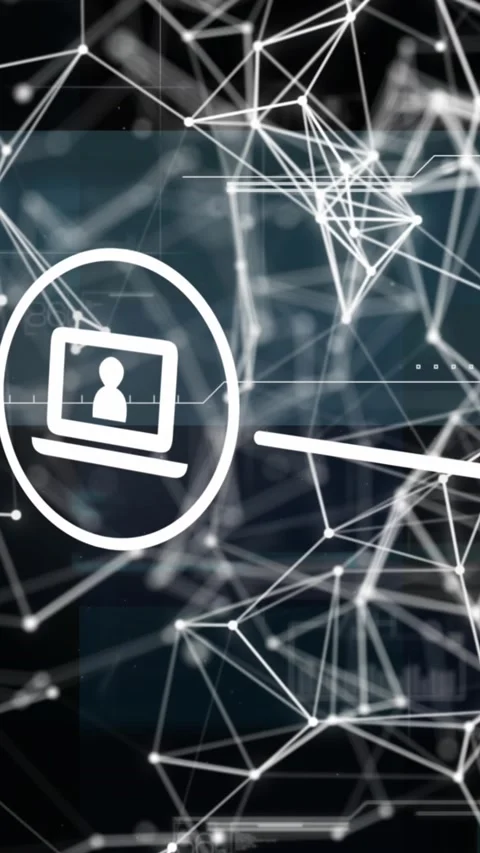 Animation of data processing and shapes over network of connections with icons Stock Footage 343996348