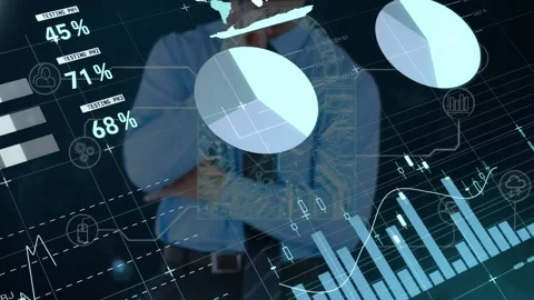 Animation of data processing and statistics on screen over online security Stock Footage 163021173