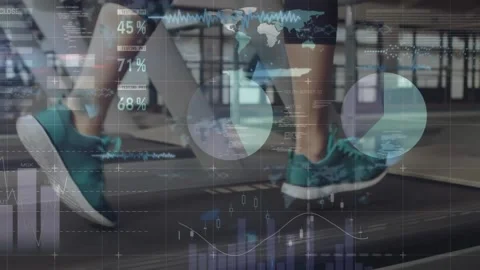 Animation of data processing and statistics over basketball player Stock-Footage 209617656