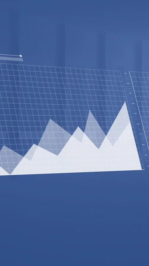 Animation of data processing and statistics over blue background Vídeos de archivo 342708016