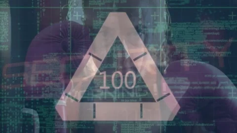 Animation of data processing and triangle over caucasian woman boxing Stock Footage 201260462