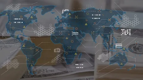 Animation of data processing and world m... | Stock Video | Pond5