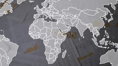 Animation of data processing and world map over documents Stock Footage 199338357