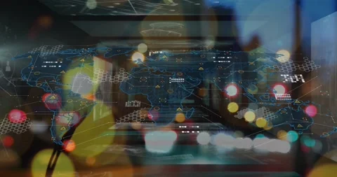 Animation of data processing and world m... | Stock Video | Pond5