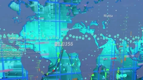 Animation of data processing and world m... | Stock Video | Pond5