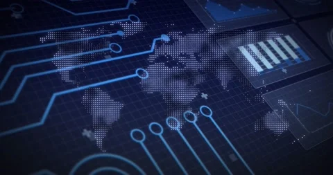 Animation of data processing and world m... | Stock Video | Pond5
