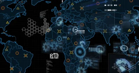 Animation of data processing and world m... | Stock Video | Pond5