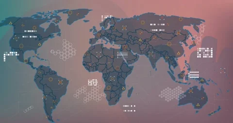 Animation of data processing and world m... | Stock Video | Pond5