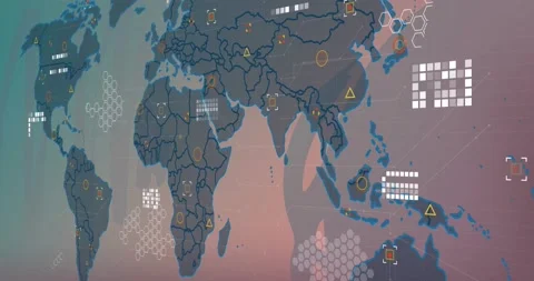 Animation of data processing and world m... | Stock Video | Pond5