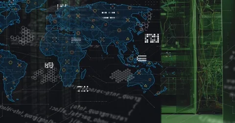 Animation of data processing and world m... | Stock Video | Pond5
