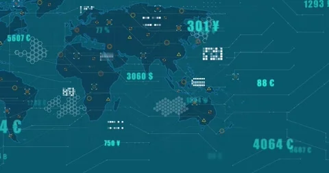 Animation of data processing and world m... | Stock Video | Pond5
