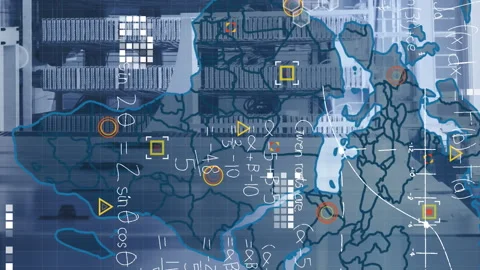 Animation of data processing and world m... | Stock Video | Pond5