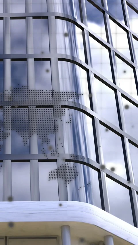 Animation of data processing and world map over modern office building Vídeos de archivo 320183338