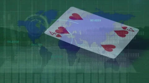 Animation of data processing and world map over card Stock Footage 329511188
