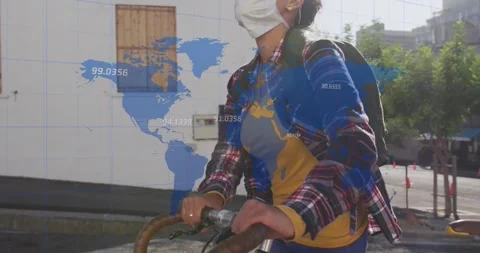 Animation of data processing and world map over african american male soldier Stock Footage 329707579