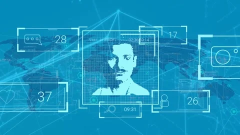 Animation of data processing and world map over people icons Stock Footage 329857767