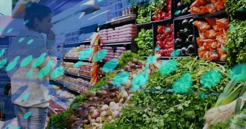 Animation of data processing and world map over caucasian woman picking Stock Footage 329926961
