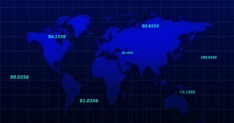 Animation of data processing and world map on black bacground Stock Footage 330167805