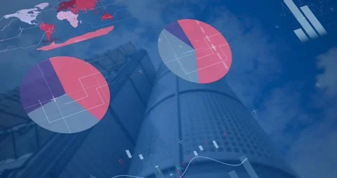 Animation of data processing and world map over cityscape Stock Footage 330469598