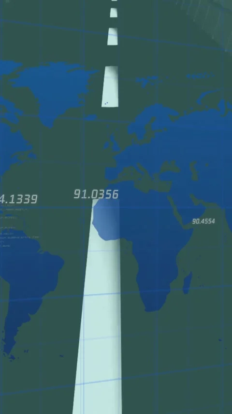 Animation of data processing and world map over digital road Stock Footage 341659956