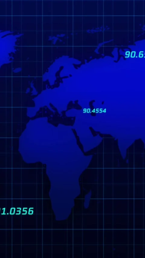 Animation of data processing and world map on black bacground Stock Footage 344524705