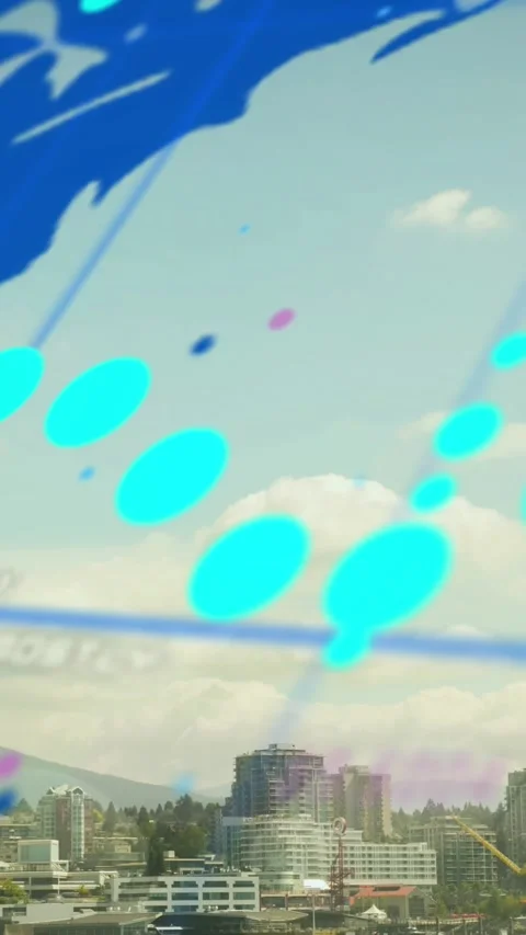Animation of data processing and world map over grid network against aerial view Stock Footage 344803105