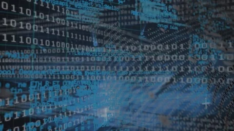 Animation of data processing, binary code and globe in black digital space Stock Footage 329857746