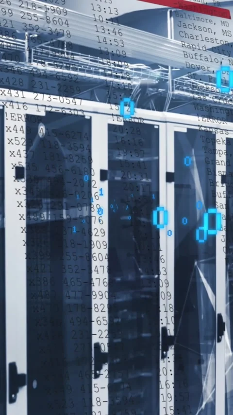 Animation of data processing, binary coding and plexus networks against computer Stock Footage 319223177