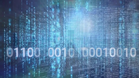 Animation of data processing binary coding and computer servers Stock Footage 327706736