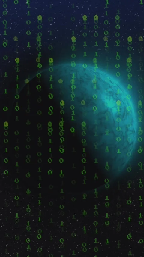 Animation of data processing binary coding over globes Stock Footage 343888150
