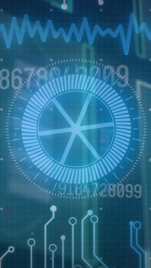 Animation of data processing on blue background Stock Footage 344802974